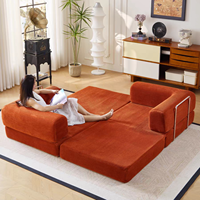 Canapé-lit modulaire pliable deux places et double usage, style médiéval, avec revêtement floqué compressé sous vide, pour salon