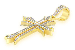 Pendentif personnalisé pour enfants, tendance Hip Hop, en argent 925 plaqué rhodium, avec moissanite, motif croix de Jésus, pour fêtes religieuses chrétiennes - Product Image 2