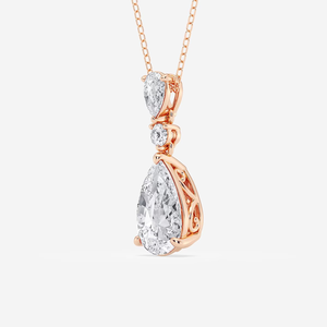 Pendentif chaîne articulé en diamant de laboratoire incolore 4 carats en forme de poire pour femme, bijou élégant et étincelant - Product Image 3