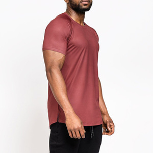 T-shirt homme slim fit à manches courtes, col rond, séchage rapide, couleur unie, tricoté, rouge, pour la gym et les entraînements - Product Image 2