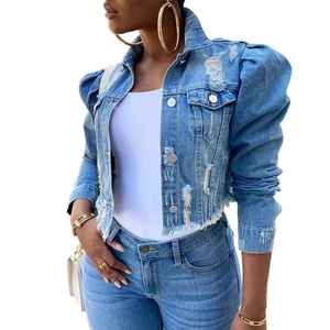 แจ็คเก็ตยีนส์ครอปสำหรับผู้หญิง ระบายอากาศได้ดี อุ่นสบาย ทันสมัย ดีไซน์เฉพาะตัว ติดกระดุม  ตามเทรนด์แฟชั่น - Product Image 4