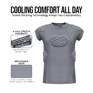 Camiseta Interior Acolchada de Protección Flexible, Camiseta Interior Acolchada para Deportes Activos - Product Image 4