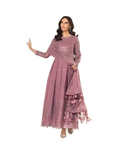 Femmes élégantes brodées pakistanaises Shalwar Kameez manches longues fête mariage costume Viscose soie rayonne pour d'autres Occasions - Product Image 1