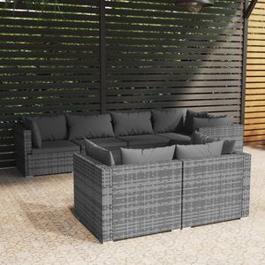 7-Piece Gray Poly <b>Rattan</b> Patio Lounge Set with <b>Cushions</b> <b>Garden</b> Sets - Product Image 1