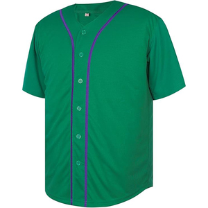Maillot de baseball vert foncé distinctif avec rayures violettes – Design unique pour tenue d'équipe de compétition - Product Image 2