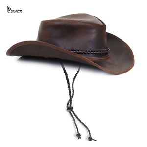 Sombrero de Vaquero de Cuero Relevo, Nuevo y Elegante, Hecho a Medida, con Correa Ajustable, Unisex, Color Sólido, para Exteriores, de Ala Ancha para Adultos - Product Image 2
