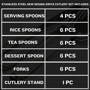 ชุดช้อนส้อมสแตนเลส 29 ชิ้น พร้อมดีไซน์ลายสลักอย่างสวยงาม ชุดช้อนส้อมทันสมัย - Product Image 6