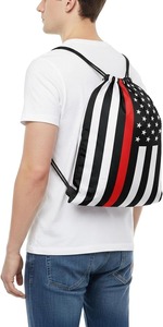 Wholesale Custom American Flag <b>Drawstring</b> <b>Backpack</b> Water Resistant Lightweight Patriotic Cinch Gym Sack For Sports Travel Bulk - Product Image 6
