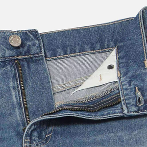 Faldas vaqueras mini plisadas de cintura media con doble cinturón para mujer, a la moda, de tiro medio, lavado medio, al por mayor - Product Image 3