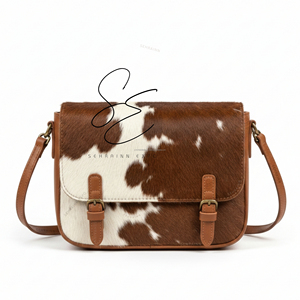 Genuine Leather Hair-On Hide Messenger Bag <b>Laptop</b> Crossbody Bag Vintage Leather Shoulder Bag Satchel Men & Women Office Work Bag - Product Image 1