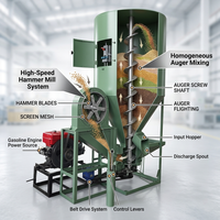 Broyeur-mélangeur électrique pour aliments du bétail Lerford, nouvelle conception, acier durable, haute qualité, capacité de 500 kg/h
