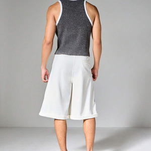 Camiseta sin mangas de punto transpirable para hombre, personalizada por el fabricante, color gris sólido, cuello redondo, estilo casual, chaleco de punto acanalado para hombre - Product Image 2