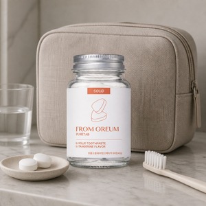 [FROM OREUM] Pasta de Dientes Sólida Ecológica para Huéspedes de Hotel, Blanqueadora, con Sabor a Mandarina de Jeju, 60 Tabletas para Baño de Huéspedes - Product Image 1