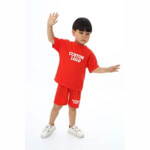 Ensemble de vêtements d'été pour enfants, 100% coton, t-shirt à manches courtes avec short, ensembles assortis, motifs décontractés, ensemble pour garçons, twinset pour enfants - Product Image 3