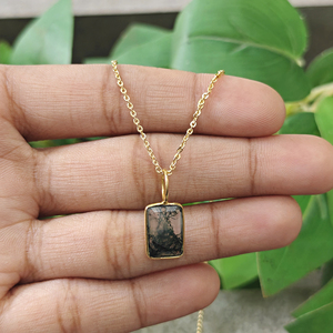 Geometric Stone Gemstone Pendant Necklace 18k Gold Plated Minimalist Healing Stone Pendant Fancy Everyday Women's Wear Necklace - Product Image 6