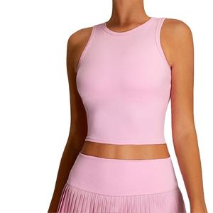 ชุดกระโปรงเทนนิสสองชิ้นพร้อมโลโก้สั่งทำสำหรับผู้หญิง - กระโปรงออกกำลังกายเอวสูงพร้อมสปอร์ตบรา ดีไซน์ระบายอากาศได้ดี - Product Image 2