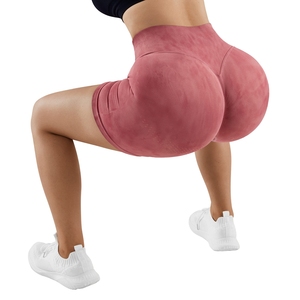 Shorts de yoga taille haute sans couture rose poudré sexy, effet push-up fessier, pour femme, idéal pour la gym et l'entraînement - Product Image 5