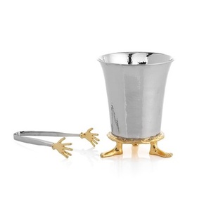 Luxury Silver Orchid Metal Ice <b>Bucket</b> Decorative Hammered Stainless Steel Wine Chiller Elegant Tableware for Home Bar & Events - Product Image 3
