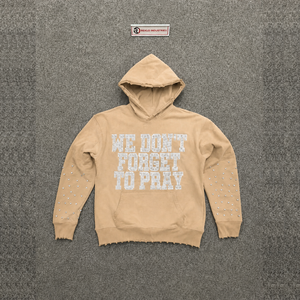 Sudadera con Capucha Moderna Cristiana Beige con Estampado de Letras de Diamantes de Imitación, Estilo Casual para Otoño, Ajuste Cómodo y Relajado - Product Image 5