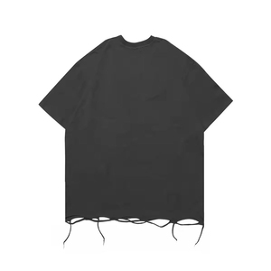 เสื้อยืดสตรีทแวร์ผู้ชายสไตล์วินเทจสีดำฟอกทรงโอเวอร์ไซส์แบบดิสเทรส ขายส่ง รับผลิตแบบ OEM - Product Image 2