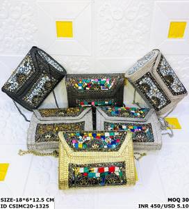 Handmade Ele Evening Clutches by Indian Artisans for Women's Celebrations and Special Events Mosaic Pattern Purse in Metal - Product Image 5