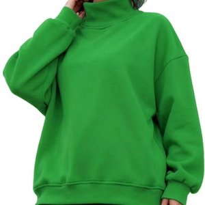 Women Winter Mockneck Long Sleeve Pullover Sweatshirt <b>Top</b> Lightweight Stretch Eco-Friendly Breathable <b>Mock</b> <b>Neck</b> 100%Cotton - Product Image 1