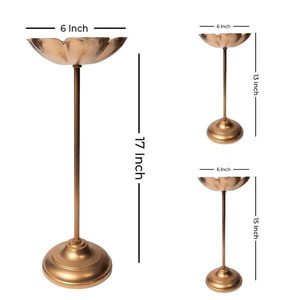 Juego de flores flotantes Taj Urli hechas a mano |   Juego de tazas Hammered Taj con soporte |   Urli con Tazón para Sala de Estar |   Pooja Diya, Diwali. - Product Image 3