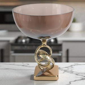 Golden Finished Round Shape Single Piece Classic Look Marble Base Unique Fantastic Design Dinnerware Bowls - Product Image 5