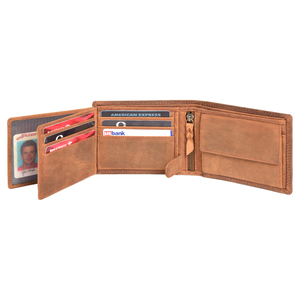 Cartera de Cuero para Hombre, Estilo Vintage, Tarjetero, Múltiples Ranuras, Bolsillo para Monedas con Cremallera, Ventana para Identificación, Organizador Compacto, Caja de Regalo - Product Image 2
