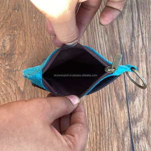 2024 Hot Sale Luxury Boot Stitch Suede Leather Women Coin Purse Western Genuine Leather Card Holder Mini Keychain <b>Wallets</b> - Product Image 4