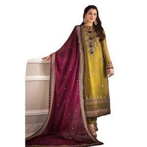 Robe de soirée d'été modeste pour femmes, broderie de logo personnalisée, mode simple, droite, en mousseline de soie pakistanaise, nouvelle boutique de qualité supérieure - Product Image 1