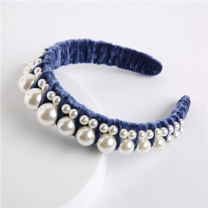 Velvet Pearl <b>Headband</b> for Women Elegant Wedding Hairband Pearls 14 CM <b>Elastic</b> Hair Accessory Hemasa Fashions Brand Party Daily - Product Image 5