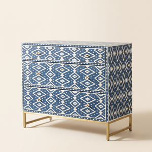 Bone Inlay <b>4</b> <b>Drawer</b> Chest Geometric Floral Bone Inlay Table Top With Best Quality Bone Inlay Bedroom <b>Storage</b> Chest - Product Image 1