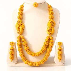 African Dubai Vintage Style Alloy 24K Gold Plated Zircon Women's Jewelry Set for Engagement Weddings and Parties - Product Image 3