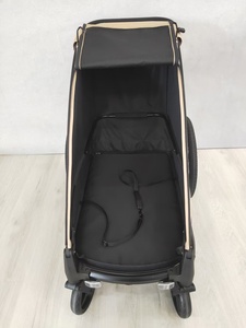 Pet Trailer Foldable <b>Dog</b> <b>Stroller</b> Black Beige Aluminum Frame 20 Inch Air Tires 8 Inch EVA Wheels Independent Suspension Trailer - Product Image 6
