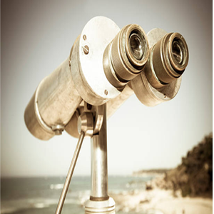Classic antique brass binocular with textured <b>black</b> leather grip covers and carrying strap, available at wholesale prices. - Product Image 5