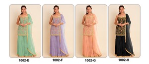 Red de mariposa Dupatta Shalwar Kameez Heavy Fox Georgette con rico trabajo de bordado Ropa india y pakistaní - Product Image 2