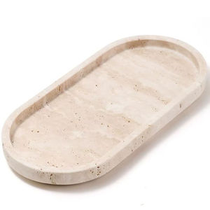 Plateau rond en marbre gris clair de luxe, plat de service décoratif élégant, plateau en pierre décoratif multi-usages, vente chaude - Product Image 3