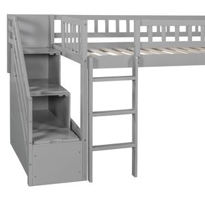 Letto a soppalco grigio a una piazza e mezza con due cassetti scorrevoli per bambini, modello LT000515AAE - Product Image 6