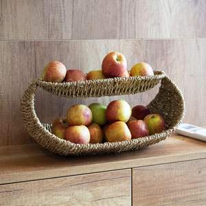 Cesta de frutas hecha a mano con hierba marina para la cocina, decoración de casa de vacaciones con ambiente de Pascua, cestas tejidas de hierba marina - Product Image 2