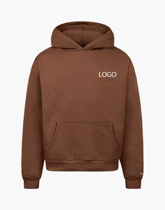 Sweat-shirt à capuche oversize marron café de luxe en molleton de coton épais, style streetwear, marque privée OEM ODM - Product Image 1