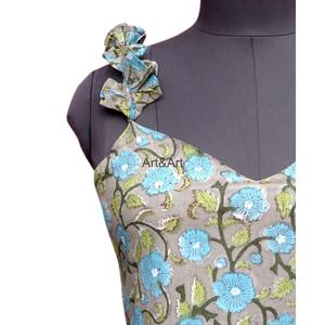 Vestido Maxi Bohemio Estampado Floral de Algodón Ecológico Hecho a Mano en India, Vestidos Étnicos Naturales para Mujer al por Mayor - Product Image 6