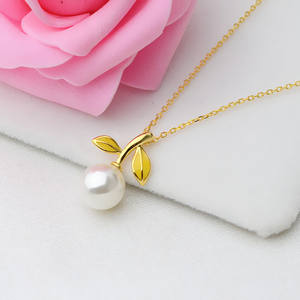 Collier pendentif pomme en argent S925 pour femme, bijoux en perles tendance, accessoire de bricolage, chaîne de clavicule vide, couvre-feuille pour tous - Product Image 3