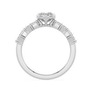 Anillo de compromiso Radiant de oro rosa de 10 quilates con diamante cultivado en laboratorio de 2.70 quilates totales, corte escalonado, piedra central ovalada con engaste de diamante en corte V - Product Image 4