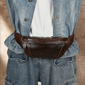 <b>Men's</b> Chest <b>Bag</b> Genuine Leather Running Casual <b>Small</b> Mobile Phone Sport Outdoor Single-shoulder Crossbody Waist <b>Bag</b>. - Product Image 5