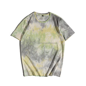Vente en gros nouveauté streetwear gym entraînement chenille patchs tie dye goutte épaule 100% coton tie dye chemises pour hommes - Product Image 1