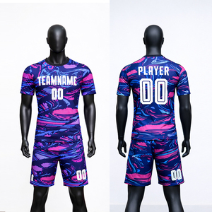 ชุดเสื้อฟุตบอลชาย พิมพ์ลายด้วยความร้อน ระบายอากาศได้ดี ผ้าฝ้าย 100% เสื้อฟุตบอลแบบกำหนดเอง ชุดทีมกีฬา - Product Image 1