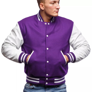 เสื้อแจ็คเก็ต Letterman ผ้าขนสัตว์แบบ Unisex แจ็คเก็ต Varsity สีสันตามสั่ง พิมพ์ลายสตรีทแวร์ เสื้อแจ็คเก็ต Varsity ผู้ชาย บริการสั่งทำ OEM - Product Image 1