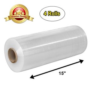 Pellicola estensibile a mano a 4 rotoli 15 \ "X 1500 '90 spessore eccellente resistenza allo strappo pellicola di plastica trasparente senza residui - Product Image 2