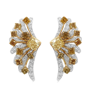 Luxury Wings <b>Cuff</b> <b>Earrings</b> Princess Cut Diamond 18K Solid Gold Women Party Jewelry - Product Image 1
